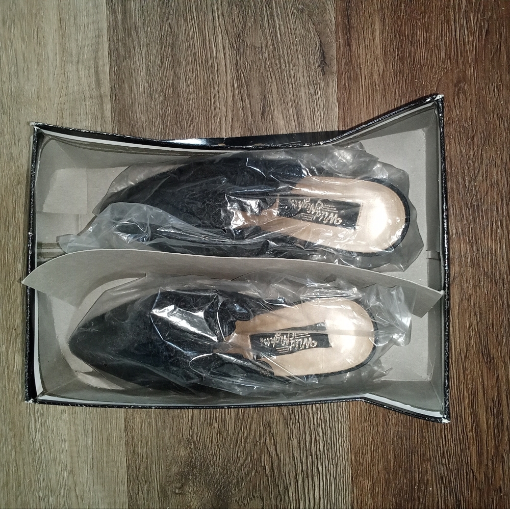 Chic Black Embroidered Mules Vintage - Picture 5 of 6